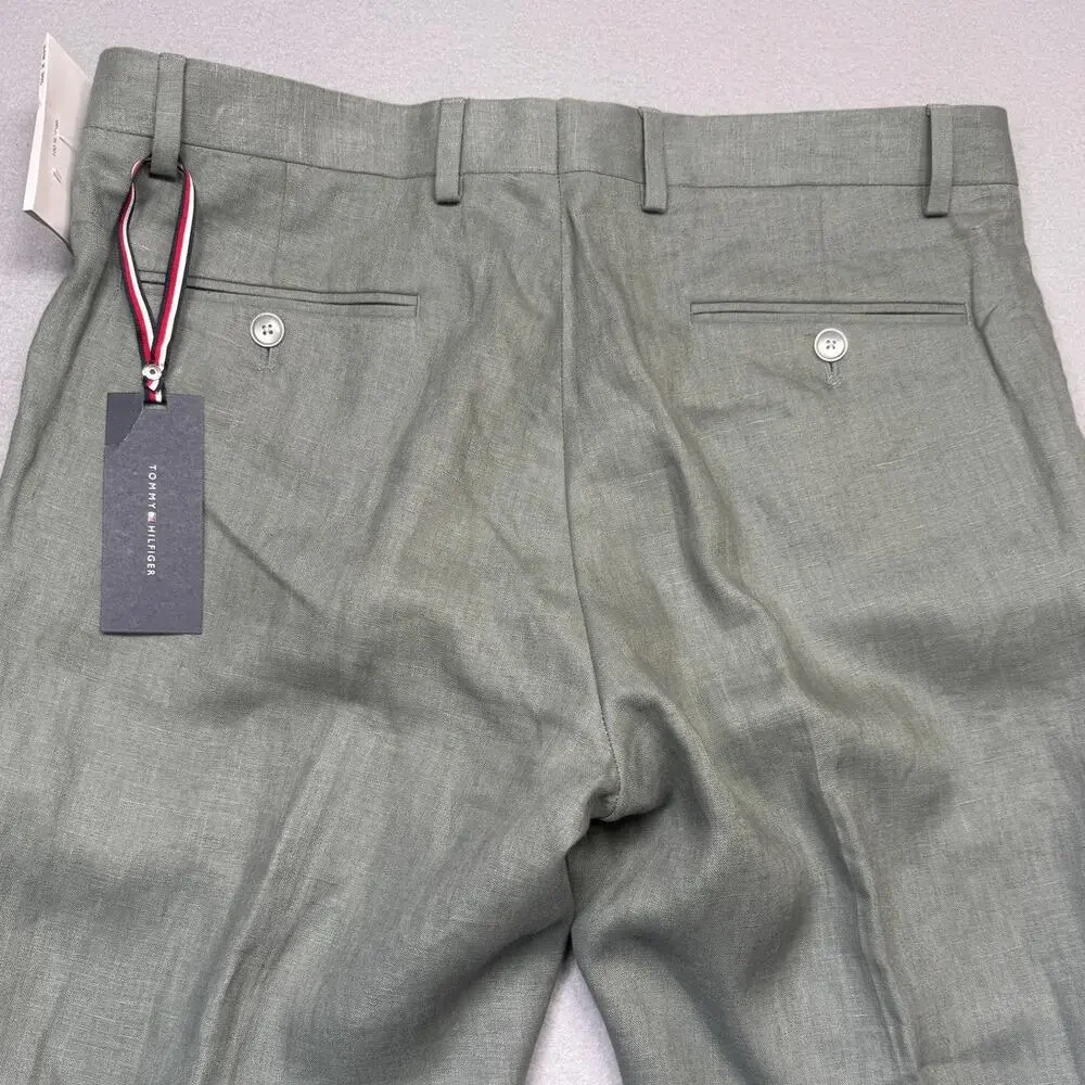 Tommy Hilfiger Modern Fit Linen Men's Suit Pants Sage, 34x30 $125